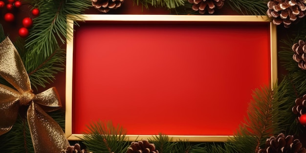 Photo red background christmas frame