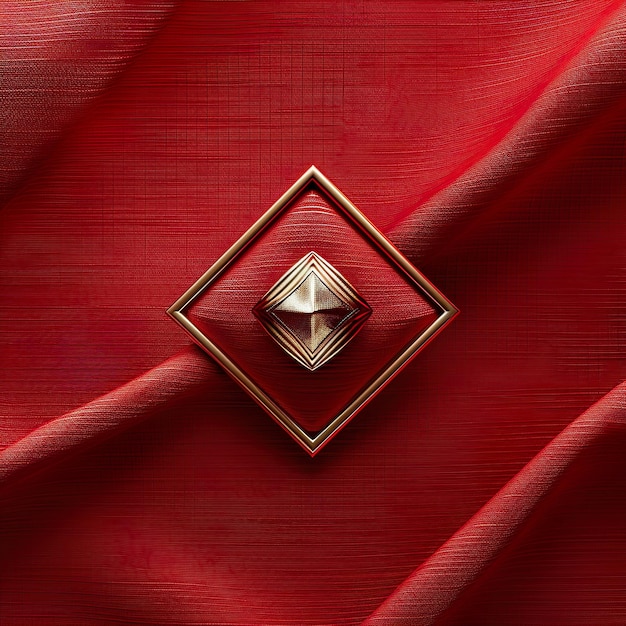 Красный фон бриллиантообразный значок в центре экрана текстура ткани фон красный цвет