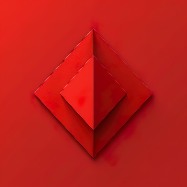 Red background diamondshaped badge in the center of the screen flat design simple style highend