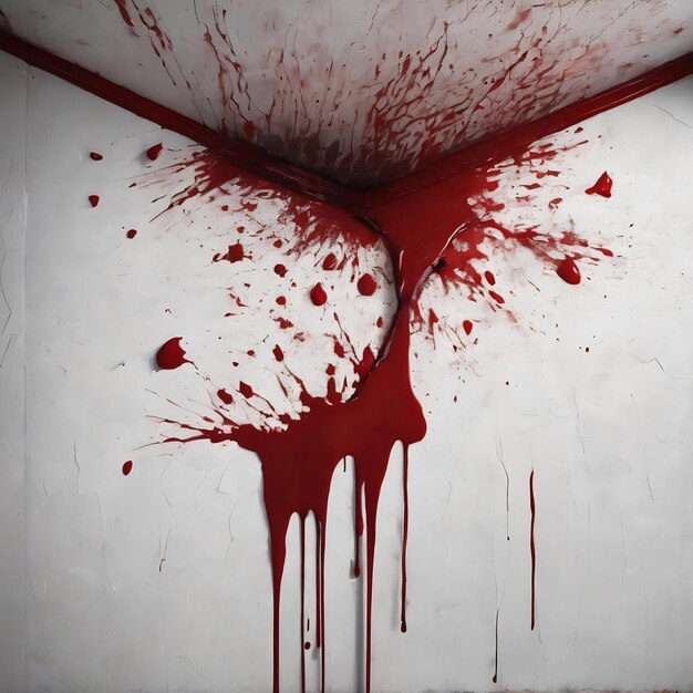 Red background scary bloody wall white wall with blood splatter for halloween background
