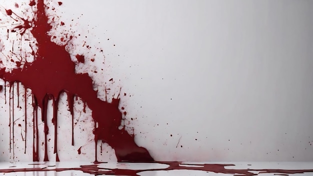 Red background scary bloody wall white wall with blood splatter for halloween background