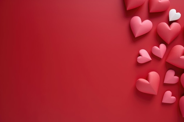 Photo red background for valentine's day with 3d hearts