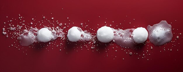 Photo a red background with a bunch of puffy white powdered sugar
