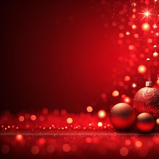 クリスマスの飾りと赤い背景。