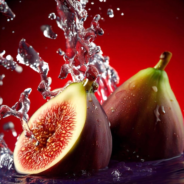 A red background with a fig in the middle of it