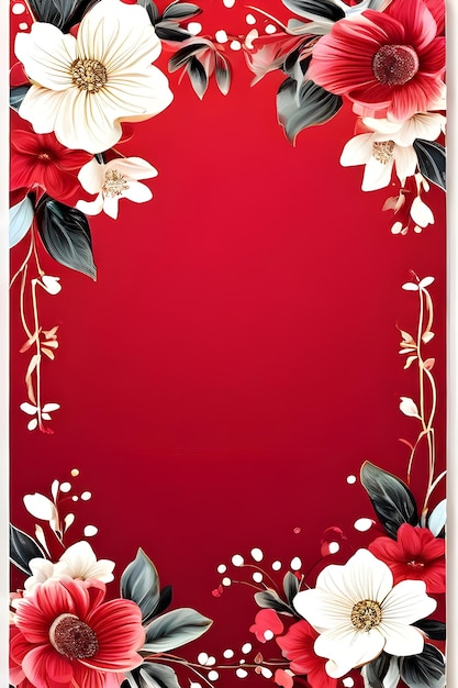 a red background with flowers and a frame that says hibiscus