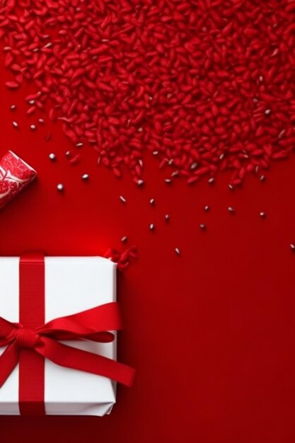 red background with gifts