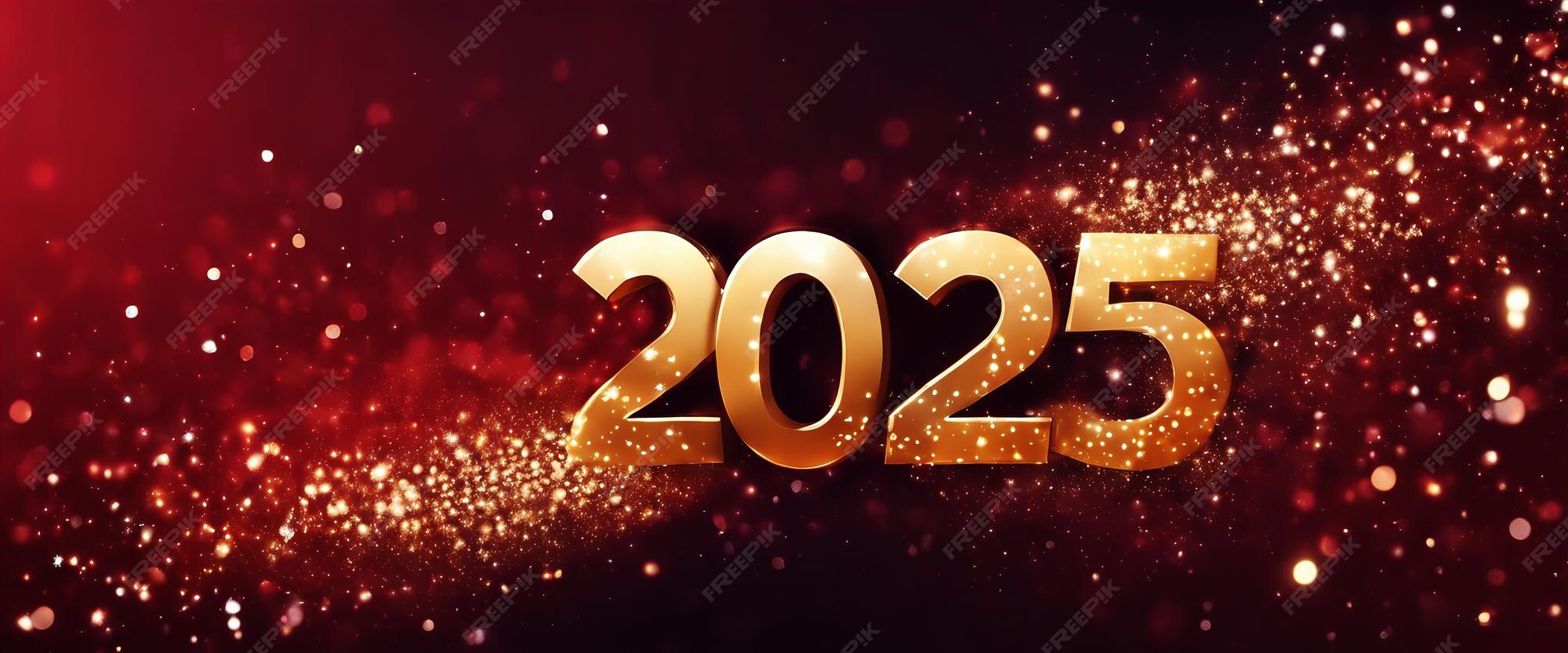 Premium Photo A red background with gold letters that say 2025 in the center
