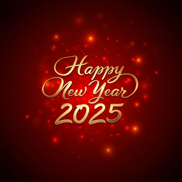 a red background with a gold text happy new year on it