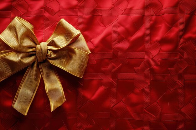 Red background with golden bow on top