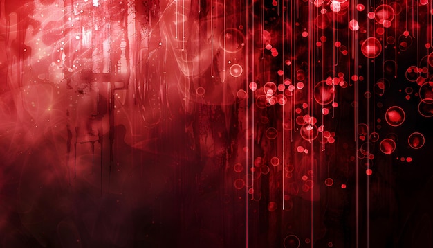 a red background with hearts and a woman in the background