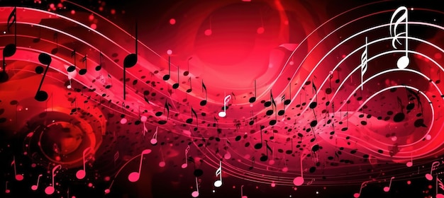 Photo a red background with music notes and a black background.