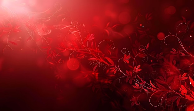 a red background with a pattern of flowers and a spider web