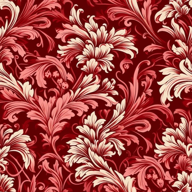 A red background with a pattern of flowers.