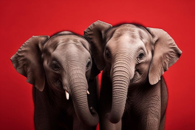 A red background with a picture of an elephant