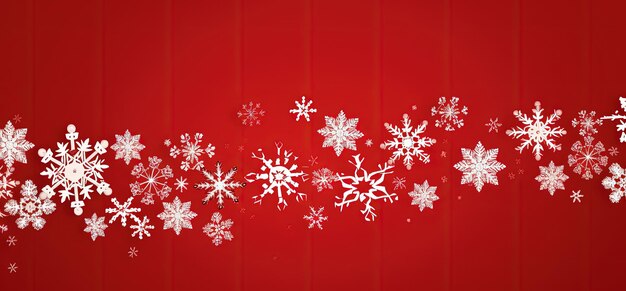 Photo red background with snowflakes christmas concept generative ai