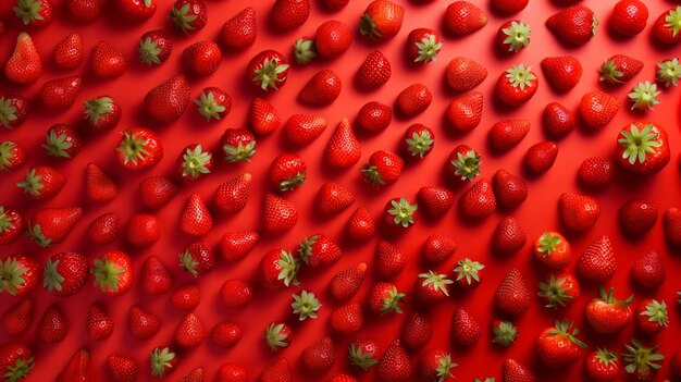 Red background with strawberries