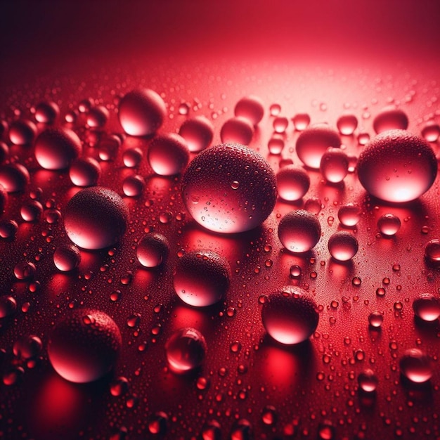 빨간색이고 물이 있는 물방울이 있는 빨간색 배경