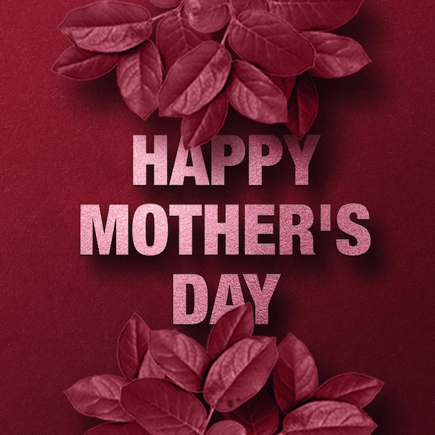 Красный фон со словами счастливого дня матери, написанными белыми буквами.