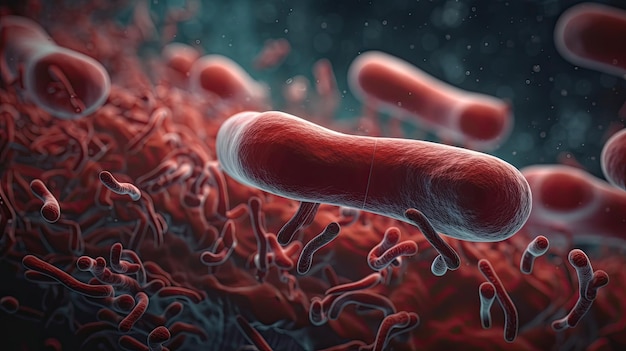 Photo a red bacteria is shown in this illustration.