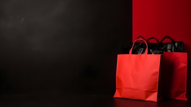 A red bag with sandals in it is in front of a red wall.