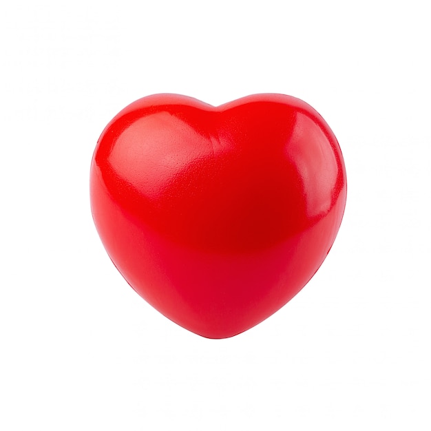 Photo red ball foam with shape heart isolated on white background