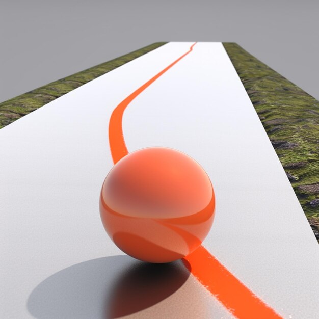 Foto una pallina rossa si trova su una superficie bianca attraversata da una linea.