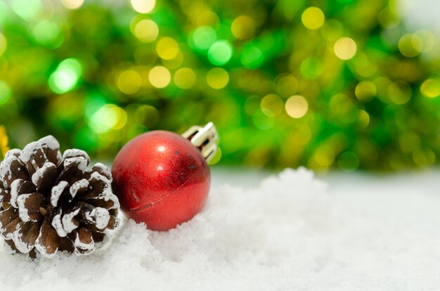 Red ball on snow