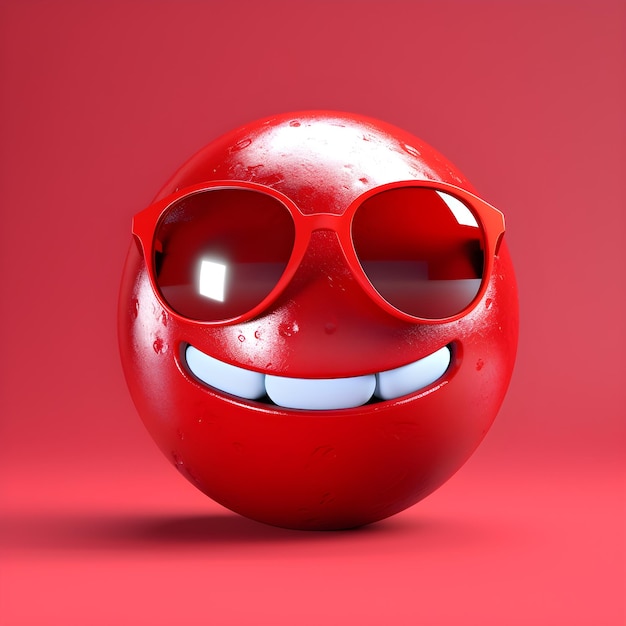 Photo a red ball with sunglasses and a smile on it.