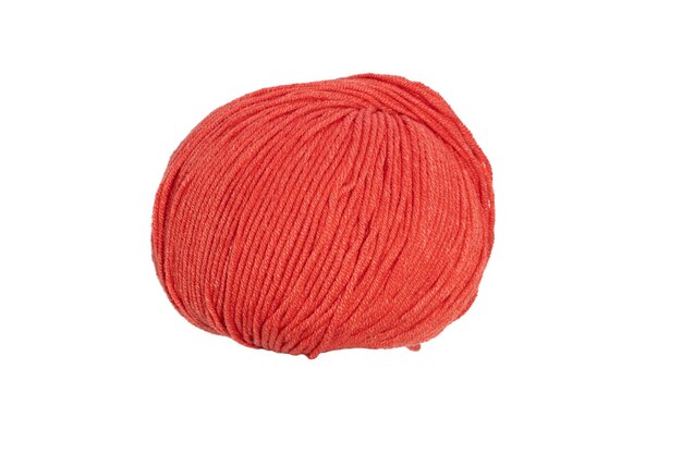 Red ball of wool isolated on white background. High quality photo