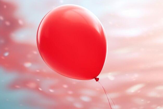 Foto un palloncino rosso che galleggia nell'aria in una giornata di sole perfetto per concetti festivi e allegri