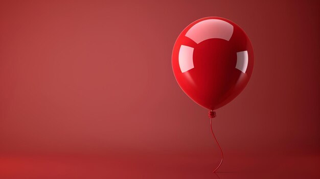 Photo a red balloon floating in a red background the balloon is in the center of the image and is slightly elevated