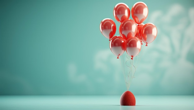 Red Balloons Lifting an Egg