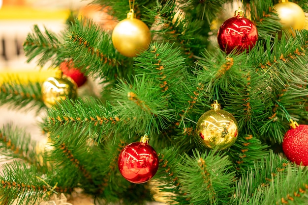 Red balls on the Christmas tree