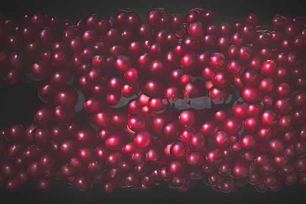 red balls of different sizes on a dark background