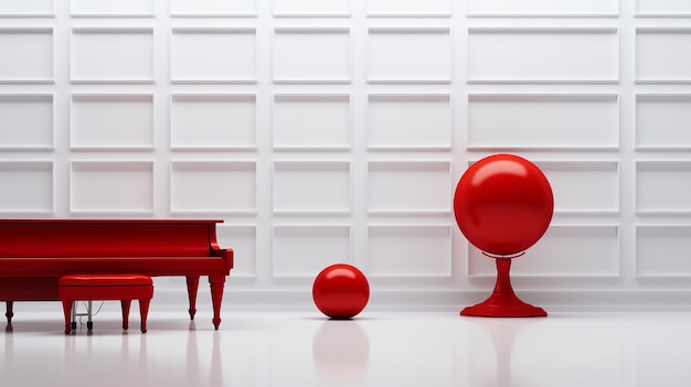 Red balls on the floor with a white background