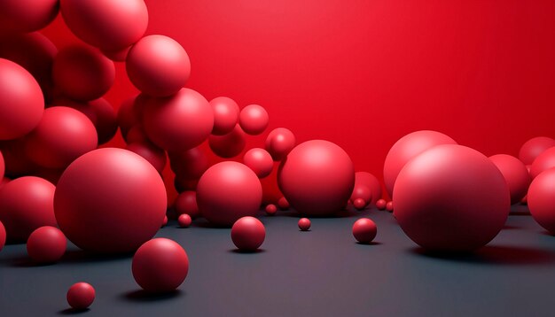 Red balls in a room with a red background