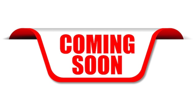 Photo red banner with coming soon word