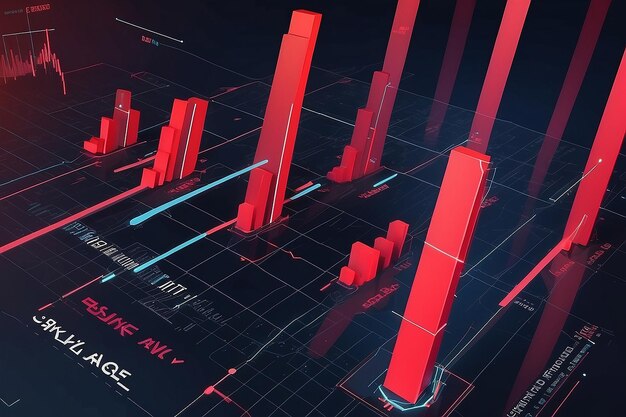 Red bar graph illustration finance and stock exchange concept Generative AI