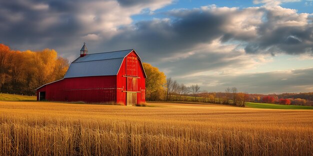 Photo red barn in the farm