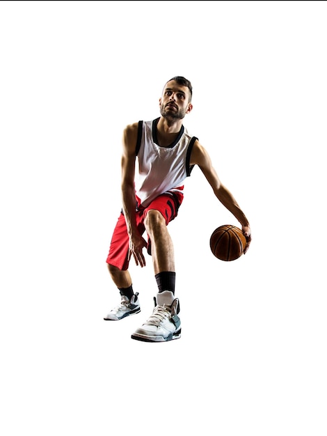 Red Basketball player in action isolated