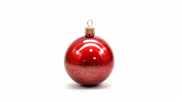 Red bauble isolated on white background generative Ai