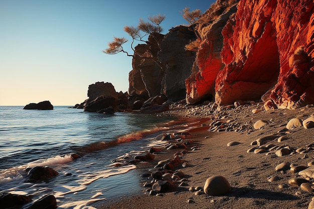 Photo red beach scene