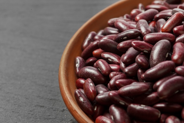 Red beans on the black table