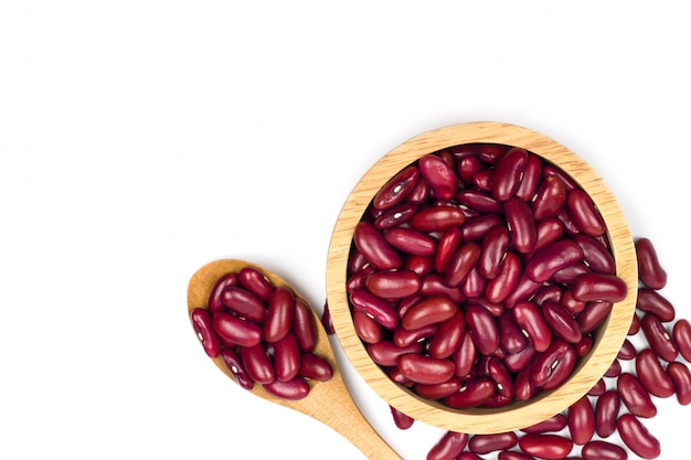 red beans in bowl top view isolated