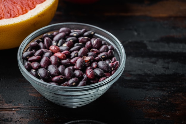 Red beans in bowl with healthy ingredients