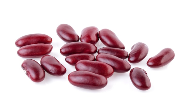 Red beans isolated on the white background.