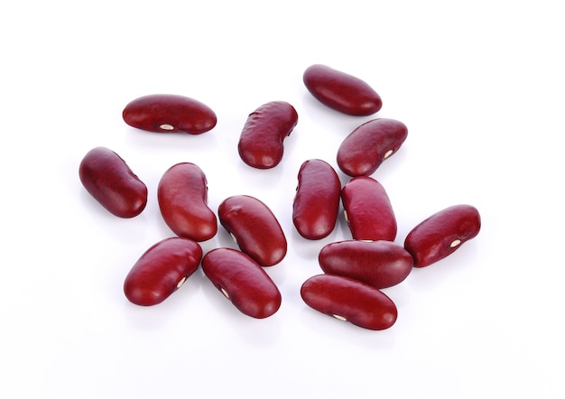 Red beans on white background