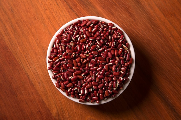 red beans on wooden table