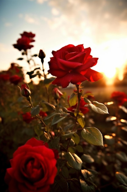 壁紙用の赤い美しいバラ